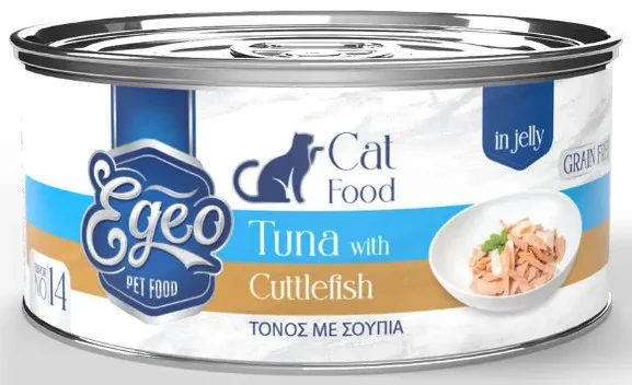 Φωτογραφία προϊόντος: Egeo Cat Adult Τόνος με Σουπιά σε Ζελέ 85gr Egeo pet food (2060233)