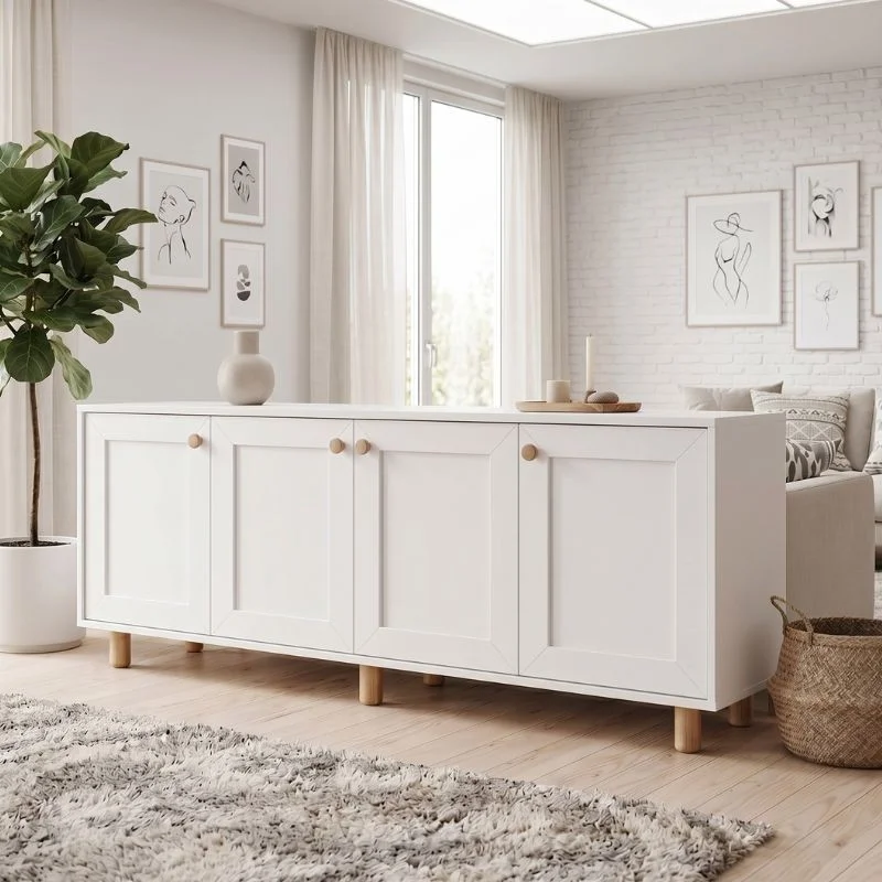 Φωτογραφία προϊόντος: OEM Μπουφές Bohemian Megapap χρώμα λευκό - φυσικό οξιάς 180x40x75εκ.