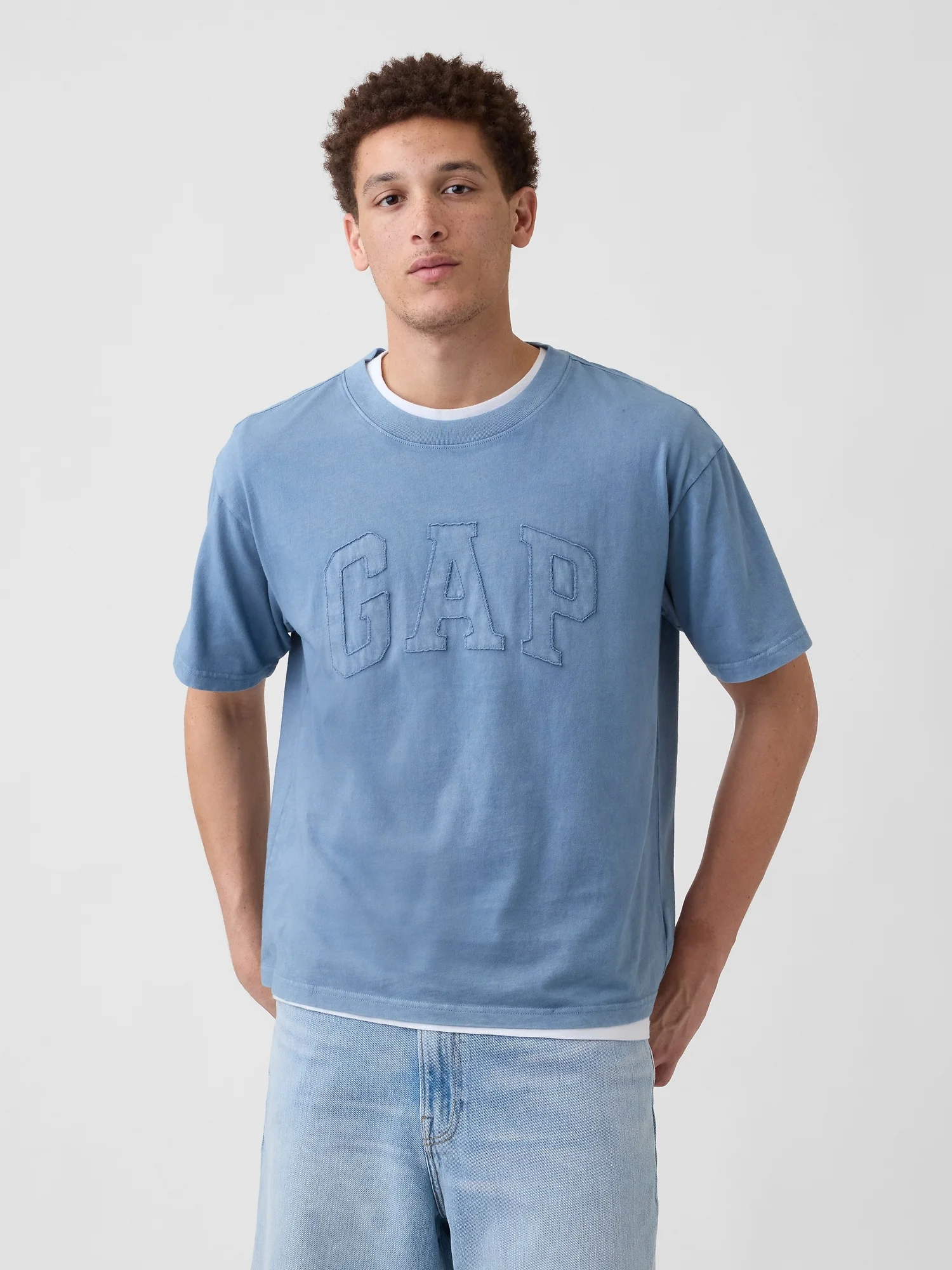 Φωτογραφία προϊόντος: GAP Ανδρική Μπλούζα Everyday Soft σε Boxy Γραμμή με Λογότυπο Classic jasper blue