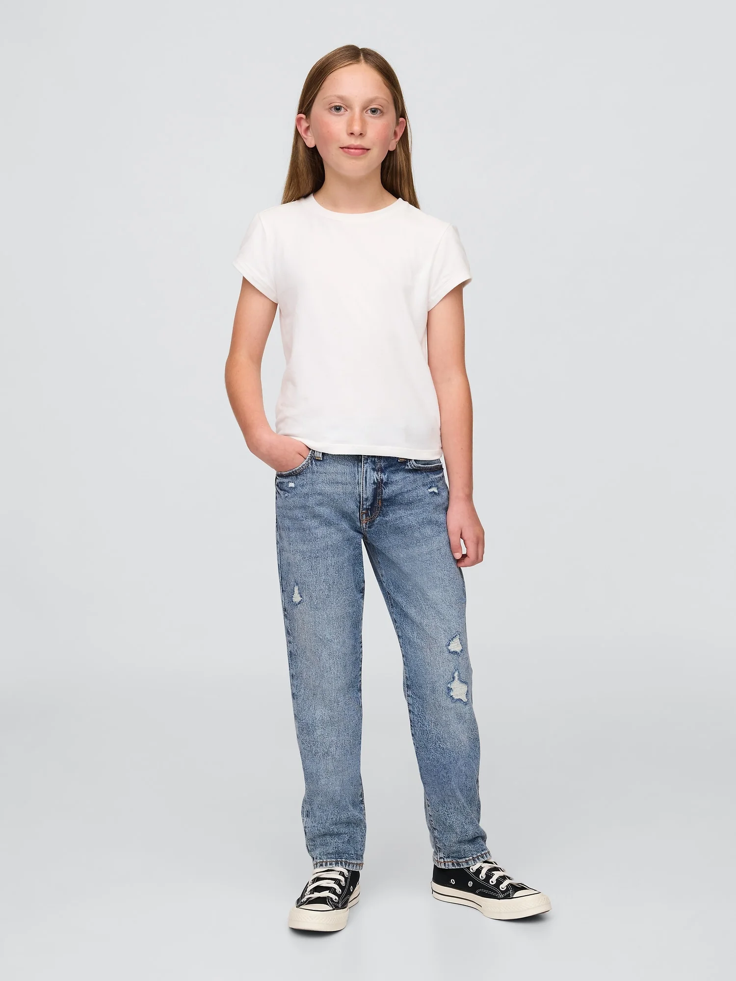 Φωτογραφία προϊόντος: GAP Μπλε Παιδικό Distressed Girlfriend Τζιν Παντελόνι με Τεχνική Washwell™ Medium wash