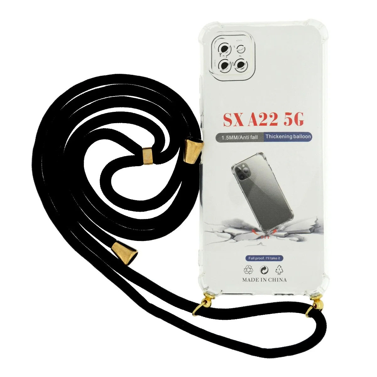 Φωτογραφία προϊόντος: Θήκη Ancus Crossbody για Samsung SM-A226F Galaxy A22 5G Διάφανη με Κορδόνι Μαύρο