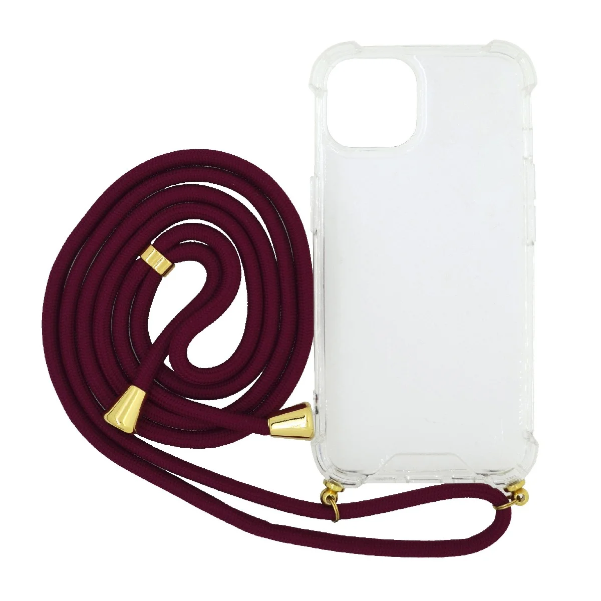 Φωτογραφία προϊόντος: Goospery Θήκη Ancus Crossbody για Apple iPhone 14 Plus Διάφανη με Κορδόνι Μπορντώ