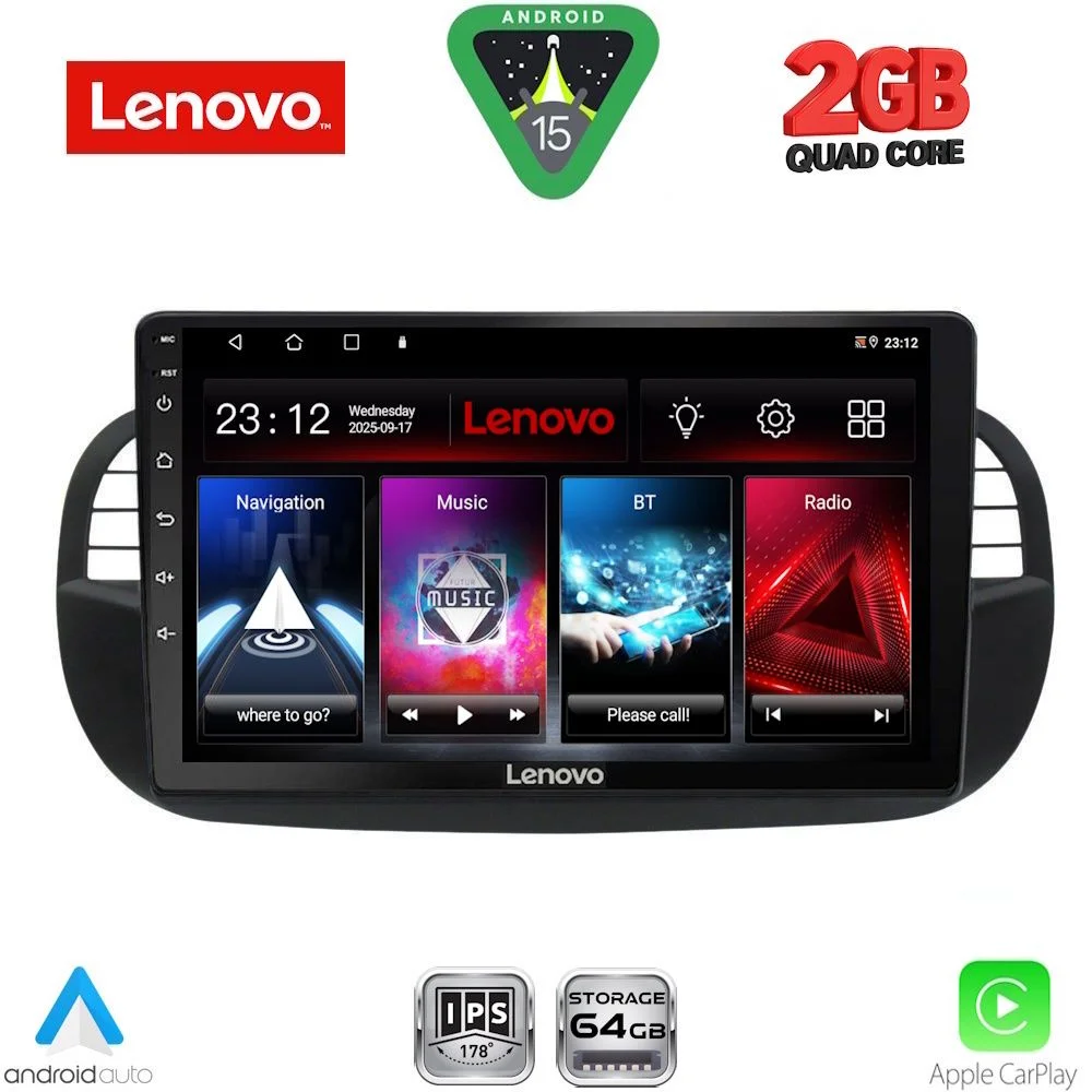 Φωτογραφία προϊόντος: LENOVO LVD 2130BL_CPA (9inc) MULTIMEDIA TABLET for FIAT 500 mod. 2007-2015 (BLACK)