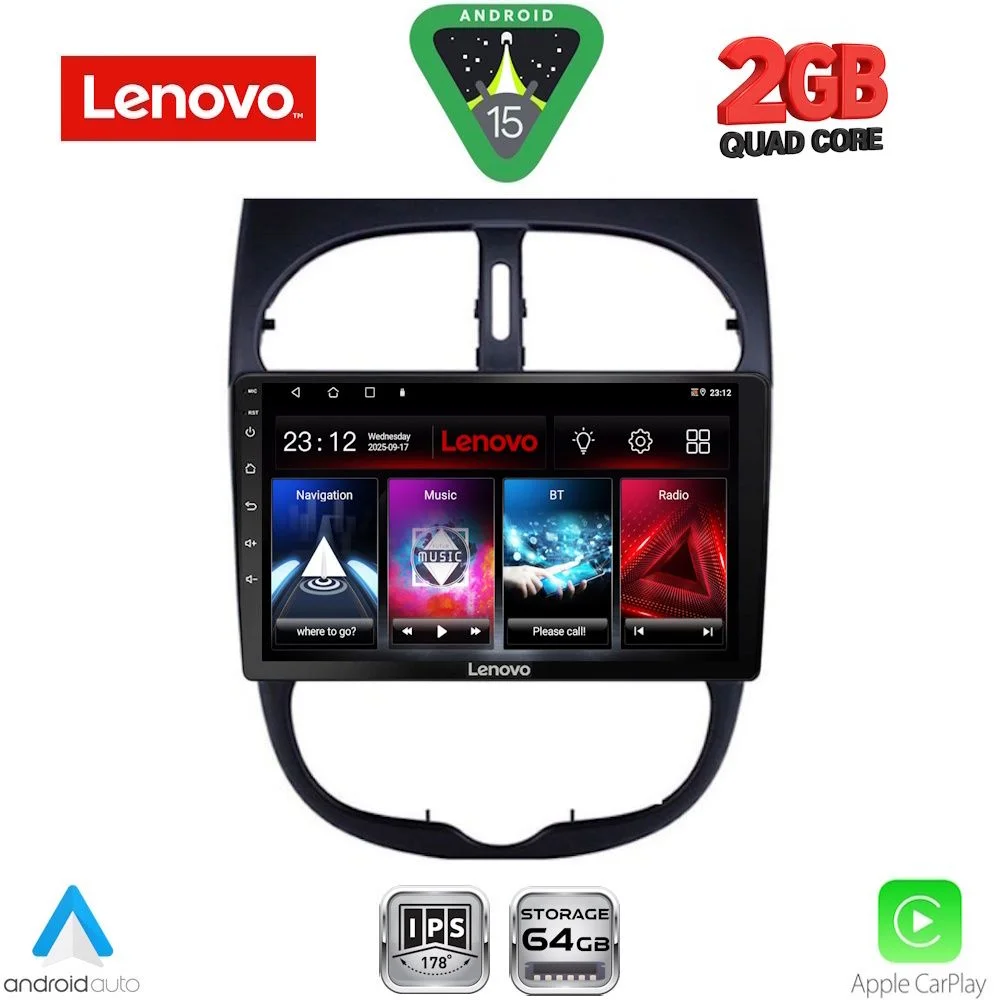 Φωτογραφία προϊόντος: LENOVO LVD 2506_CPA (9inc) MULTIMEDIA TABLET for PEUGEOT 206 mod. 1998-2006