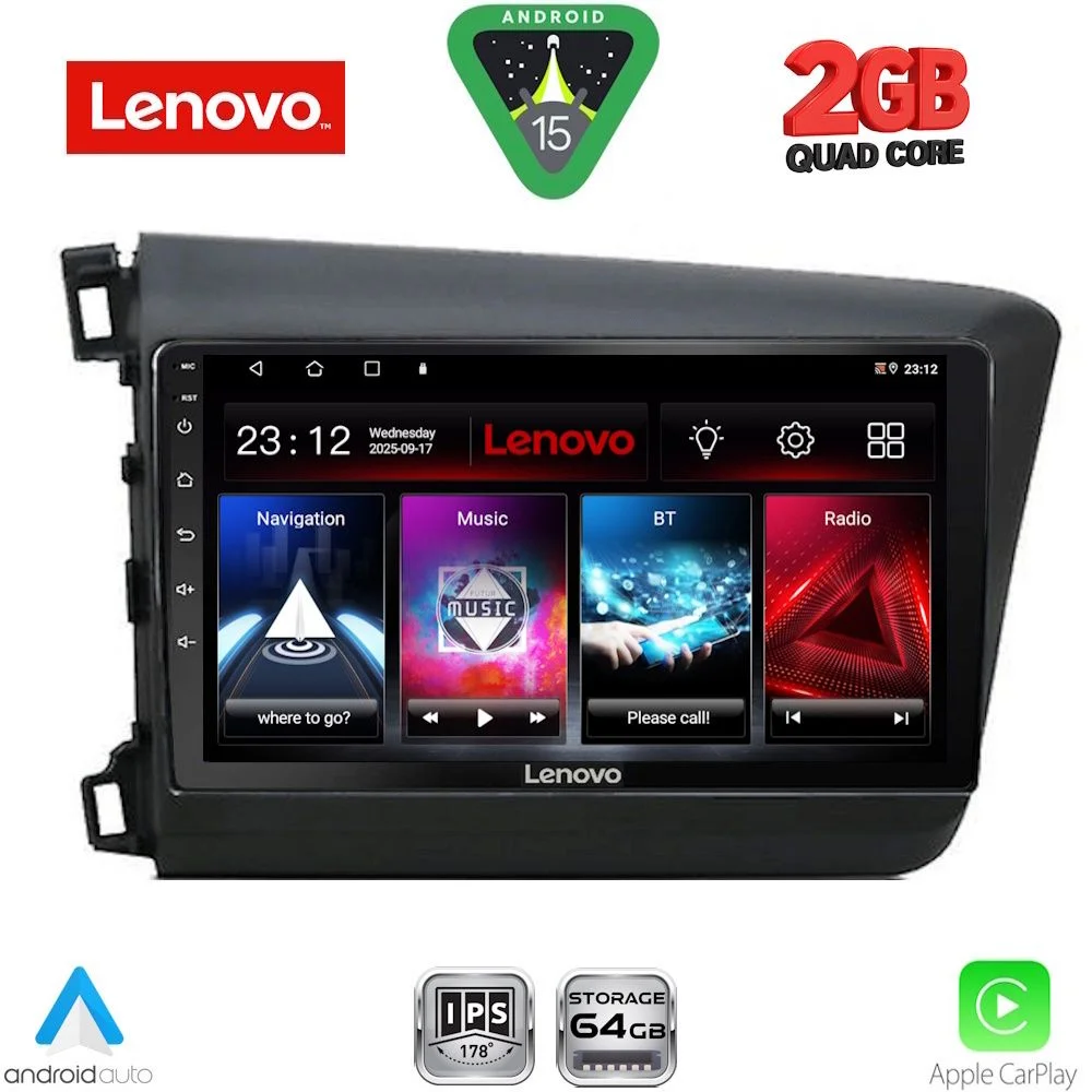 Φωτογραφία προϊόντος: LENOVO LVD 21904D_CPA (9inc) MULTIMEDIA TABLET for HONDA CIVIC 4Doors mod. 2012-2016