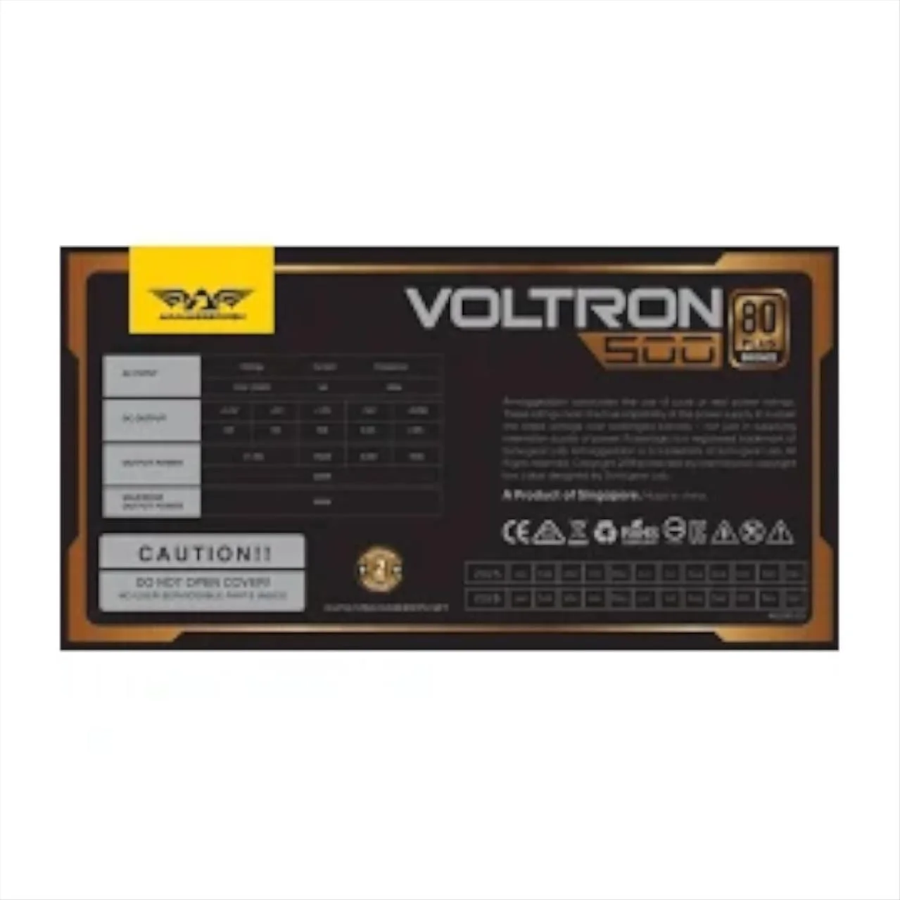 Φωτογραφία προϊόντος: OEM ARMAGGEDDON PSU 500W VOLTRON BRONZE 80PLUS BLACK-Τροφοδοτικό Υπολογιστή - VOLTRON500-BB