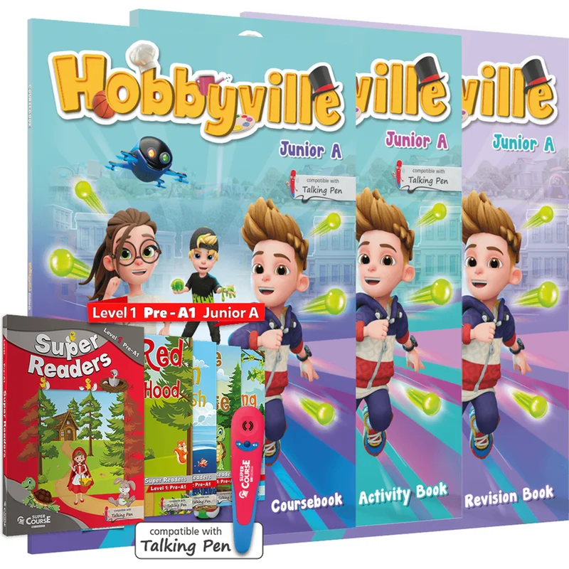 Φωτογραφία προϊόντος: SUPERCOURSE HOBBYVILLE JUNIOR A ΠΑΚΕΤΟ(+REVISION+ S.READERS LEVEL1 +TALKING PEN HOBBYVILLE )