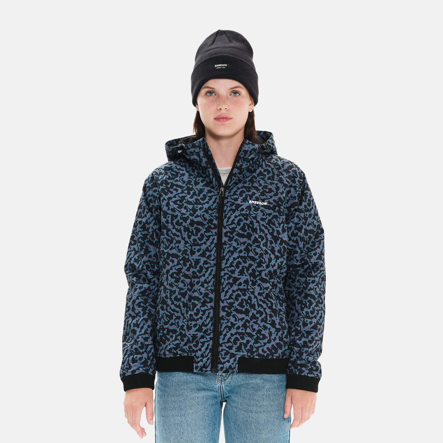 Φωτογραφία προϊόντος: EMERSON WOMEN'S RIBBED JACKET WITH HOOD ΜΠΛΕ