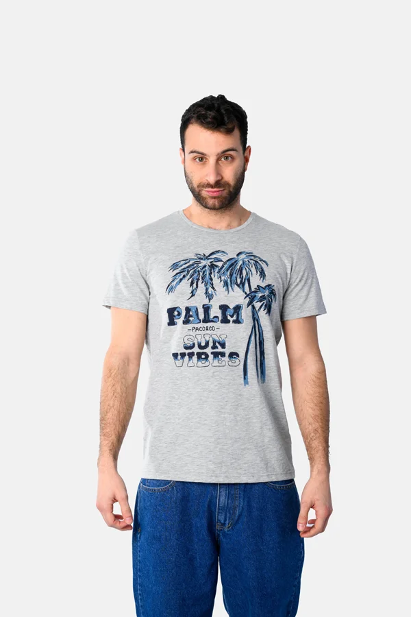 Φωτογραφία προϊόντος: Paco & Co Ανδρικό T-shirt Palms 2531021-01 Γκρι