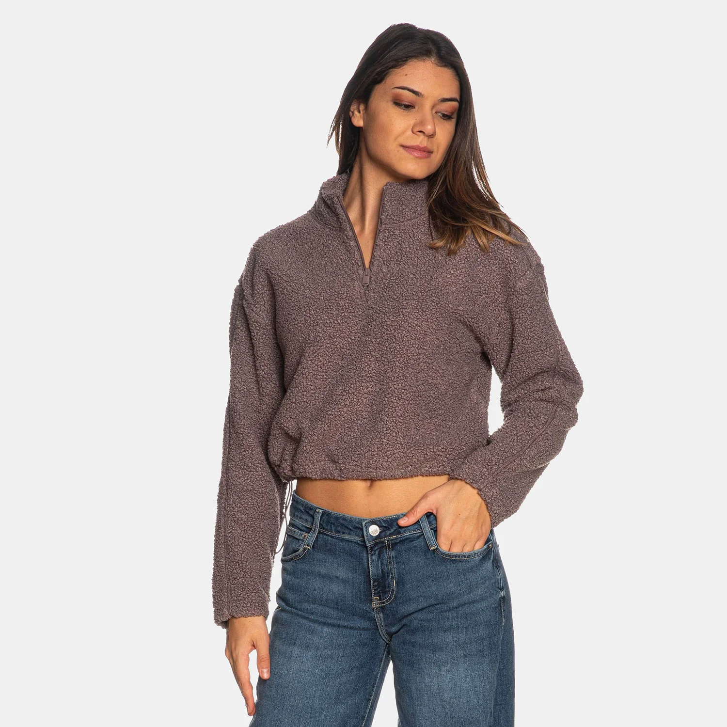 Φωτογραφία προϊόντος: CALVIN KLEIN PERFORMANCE CROPPED SHERPA FLEECE HALF-ZIP PULLOVER ΜΩΒ