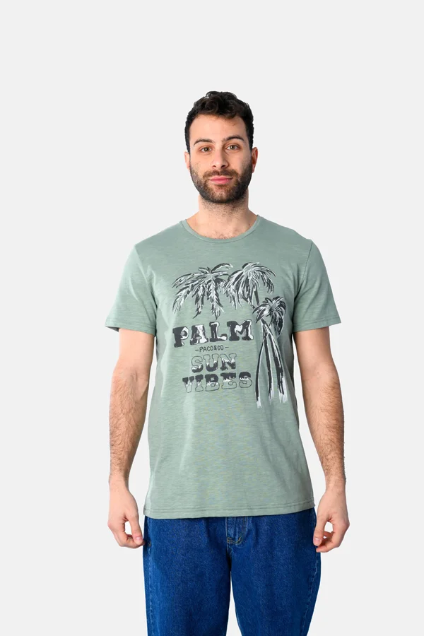 Φωτογραφία προϊόντος: Paco & Co Ανδρικό T-shirt Palms 2531021-06 Πράσινο