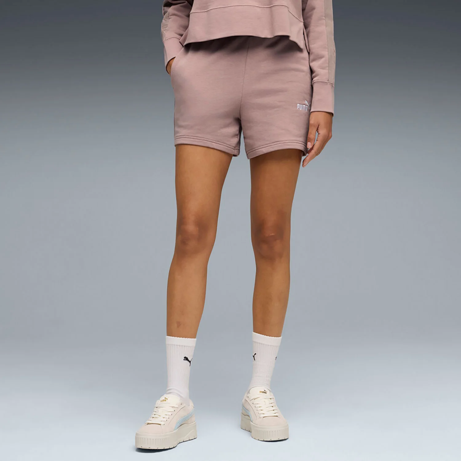 Φωτογραφία προϊόντος: PUMA ESSENTIALS SMALL NO. 1 LOGO 5'' HIGH-WAIST SHORTS ΜΠΕΖ