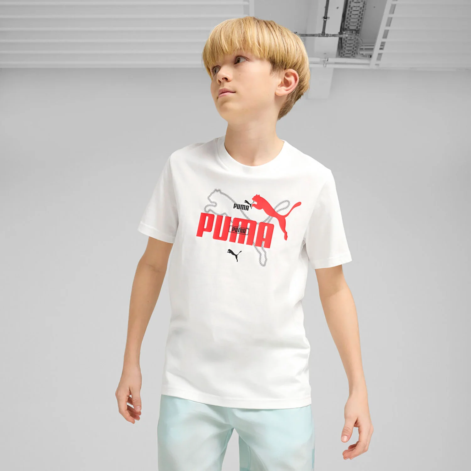 Φωτογραφία προϊόντος: PUMA KIDS ESSENTIALS LOGO LAB SUMMER T-SHIRT ΑΣΠΡΟ
