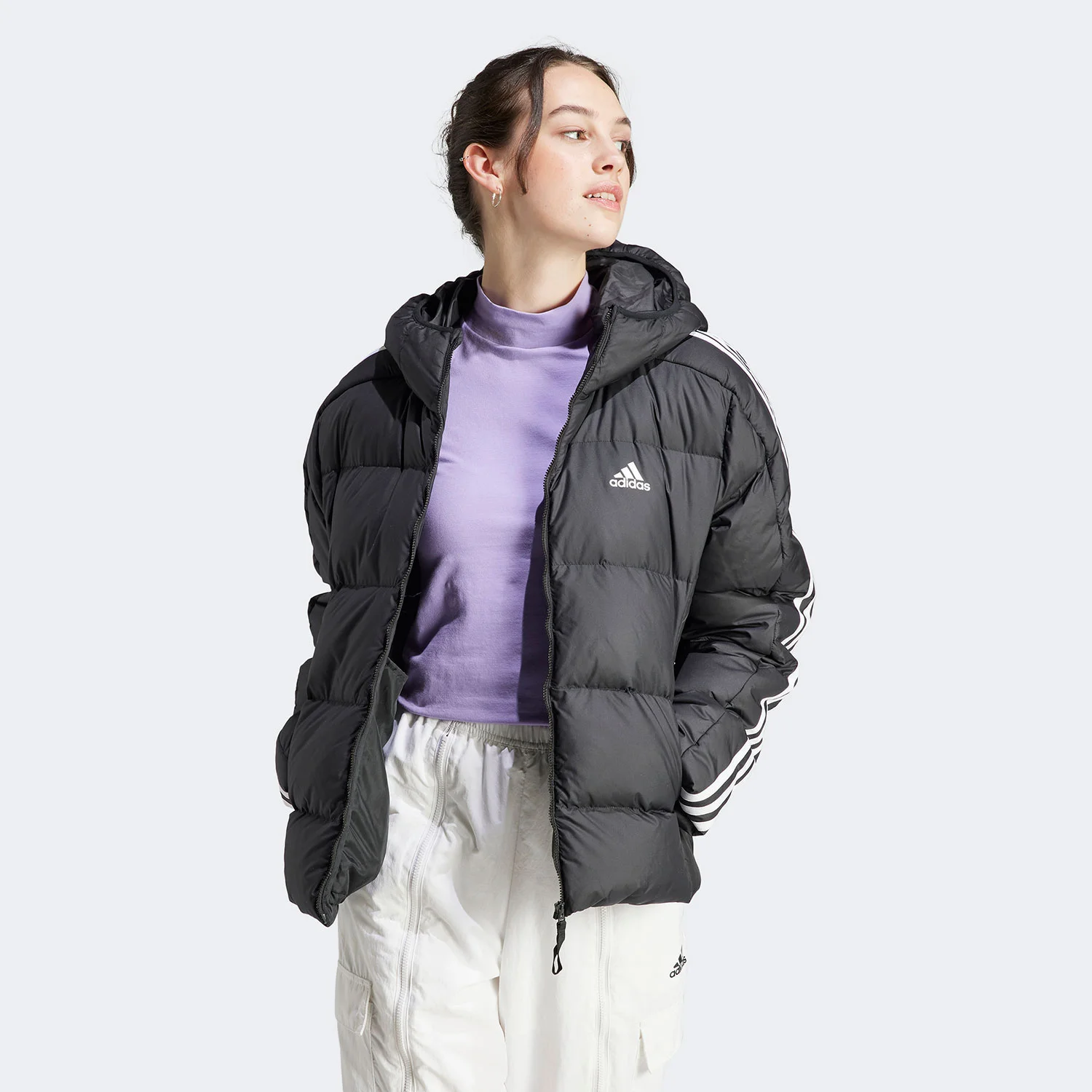 Φωτογραφία προϊόντος: ADIDAS PERFORMANCE ADIDAS ESSENTIALS 3-STRIPES MID DOWN HOODED JACKET ΜΑΥΡΟ