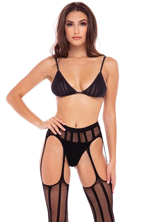Φωτογραφία προϊόντος: René Rofé Lingerie STRAIGHT UP 3PC GARTER SET BLACK M/L