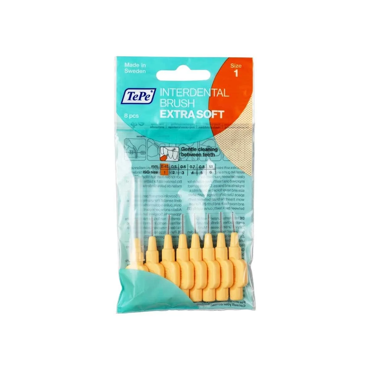 Φωτογραφία προϊόντος: Medipharmacy TePe Interdental Brush Extra Soft Μεσοδόντια Βουρτσάκια 0.45 mm 8 τμχ Πορτοκαλί