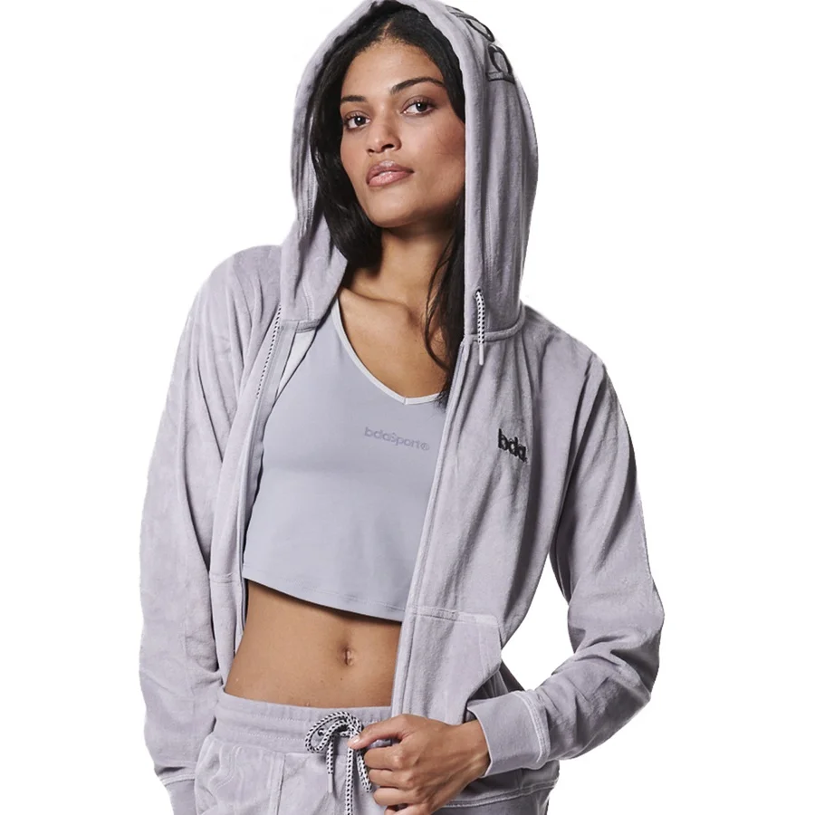 Φωτογραφία προϊόντος: Body Action Velour Γυναικεία Ζακέτα Φούτερ Βελουτέ 071417-LILAC GREY ΓΚΡΙ