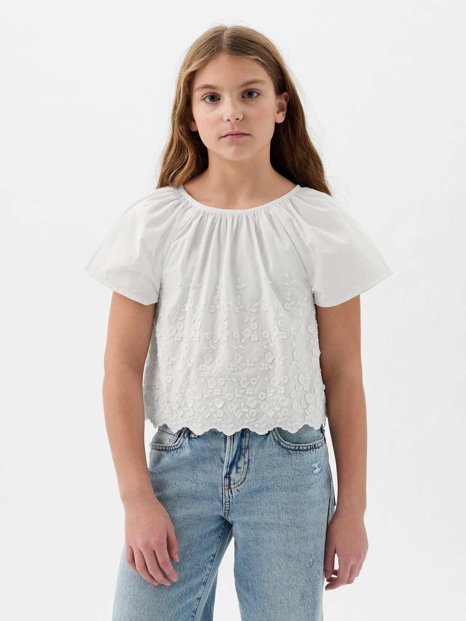 Φωτογραφία προϊόντος: GAP Άσπρο Παιδικό Eyelet Flutter Πουκάμισο optic white