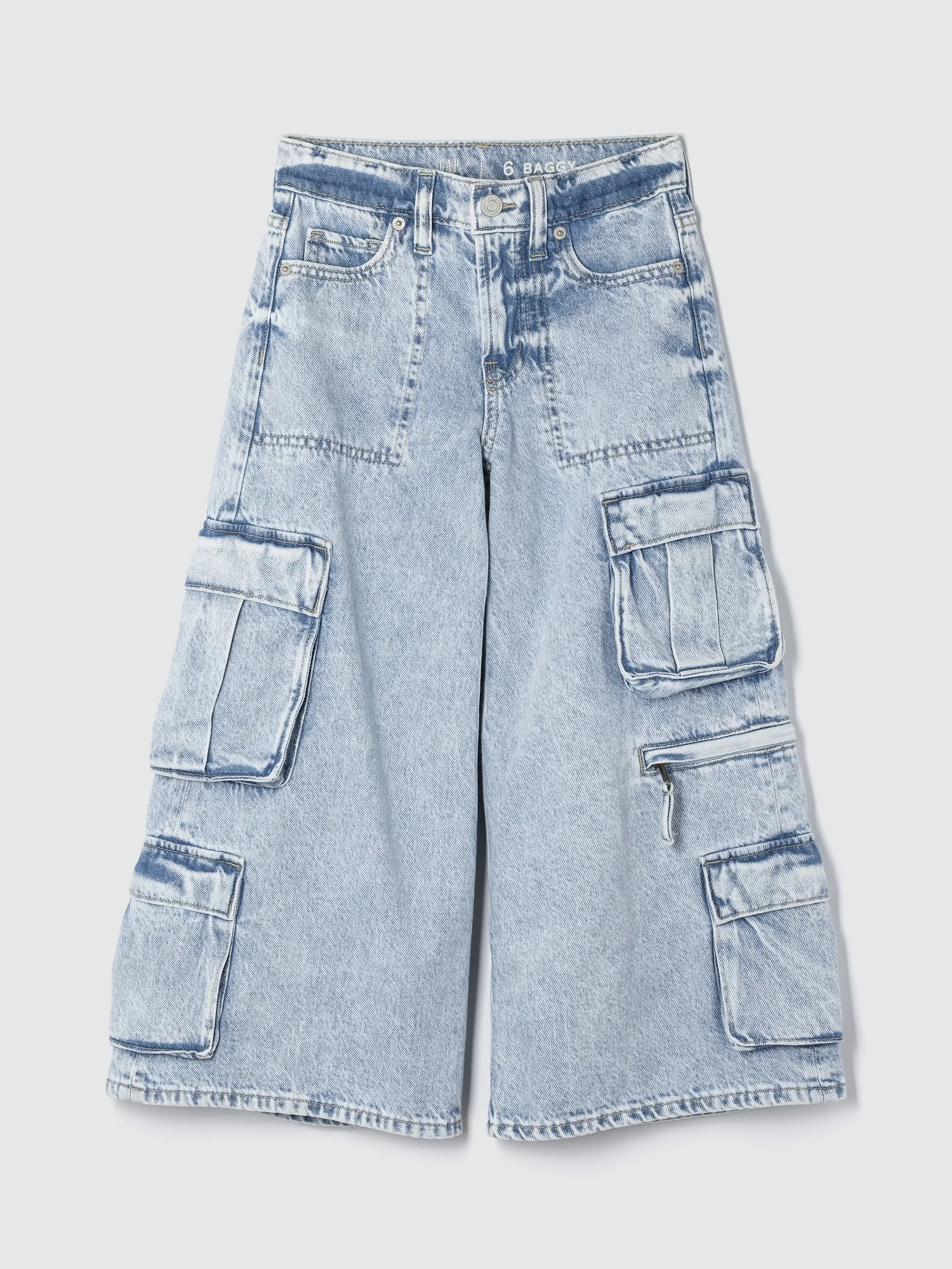 Φωτογραφία προϊόντος: GAP Παιδικό Mid Rise Double Cargo Baggy Jean Παντελόνι Light wash