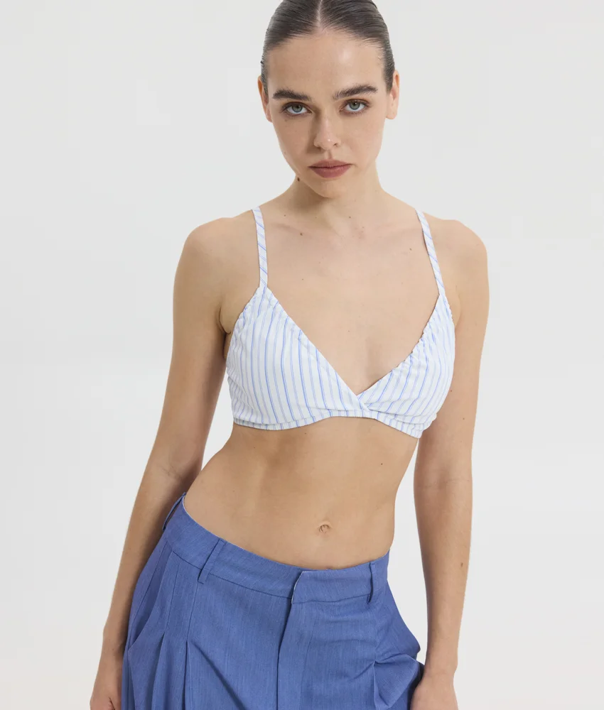 Φωτογραφία προϊόντος: Suzanne Printed Bralette - White/Blue Stripes SunSetGo.