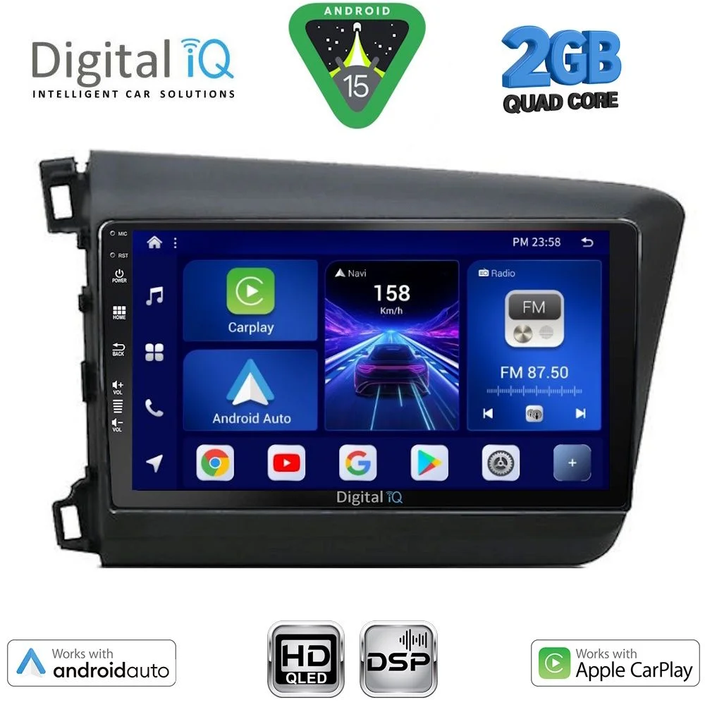 Φωτογραφία προϊόντος: DIGITAL IQ BXC 31904D_CPAA (9inc) MULTIMEDIA TABLET for HONDA CIVIC 4Doors mod. 2012-2016