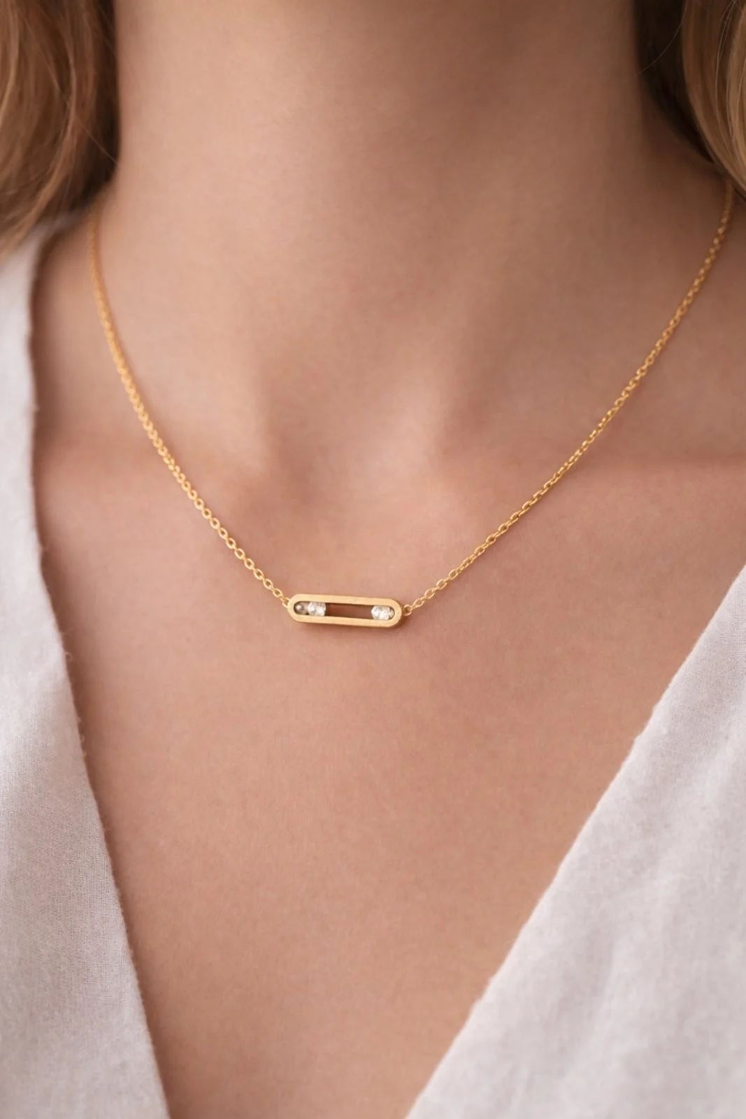 Φωτογραφία προϊόντος: ELUNA Bar necklace Golg με ζιργκόν