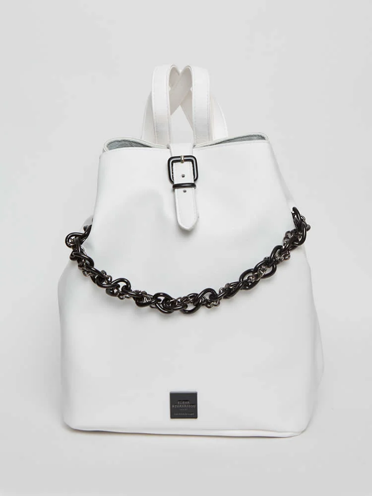 Φωτογραφία προϊόντος: Retro chain backpack white ELENA ATHANASIOU