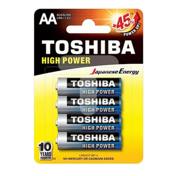 Φωτογραφία προϊόντος: TOSHIBA HIGH POWER ΑΛΚΑΛΙΚΕΣ ΜΠΑΤΑΡΙΕΣ ΑΑ 1.5V 4TEMAXIA LR6GCP BP-4