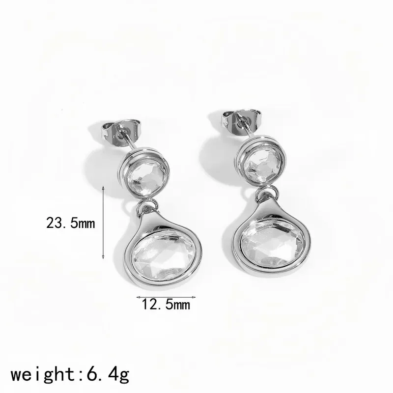 Φωτογραφία προϊόντος: Peach Jewelry Σκουλαρίκια Υποαλλεργικό Σχήμα Σταγόνα Νερού Με Ζιργκόν Από Ανοξείδωτο Ατσάλι 18K λευκόχρυσο