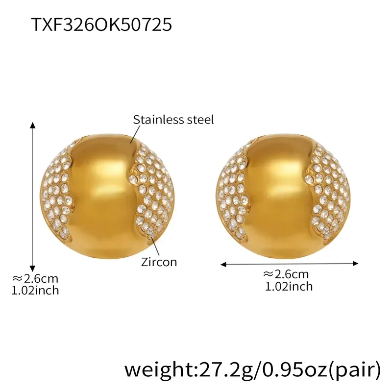Φωτογραφία προϊόντος: Peach Jewelry Σκουλαρίκια Κομψό Στυλ Από Ανοξείδωτο Ατσάλι Με Ζιργκόν 5A 18K Επιχρυσωμένα