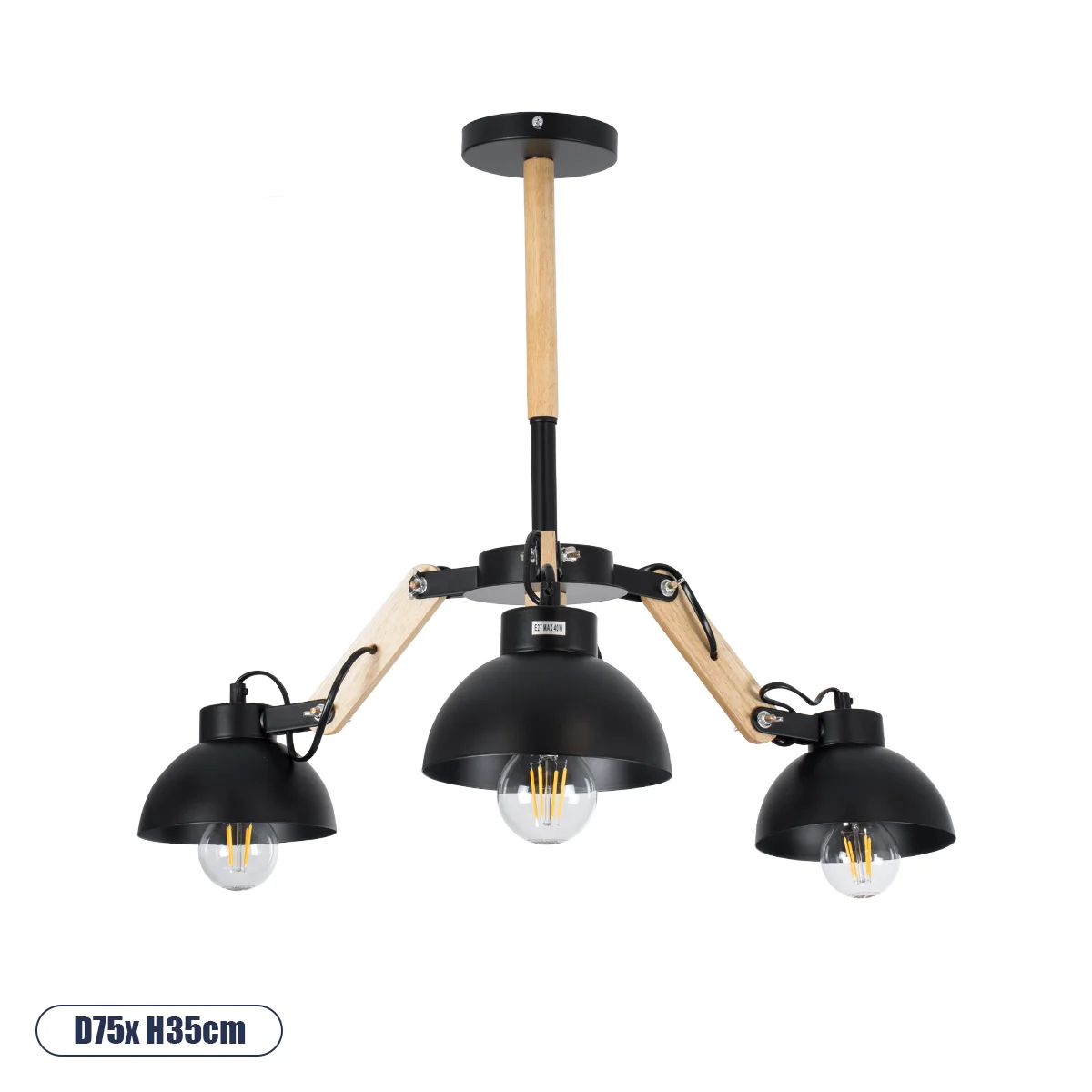 Φωτογραφία προϊόντος: GLOBOSTAR® OLD SCHOOL 01093 Μοντέρνο Φωτιστικό Οροφής με Ντουί 3 x E27 AC 220-240V IP20 - Μαύρο & Μπεζ - Μ75 x Π75 x Υ35cm
