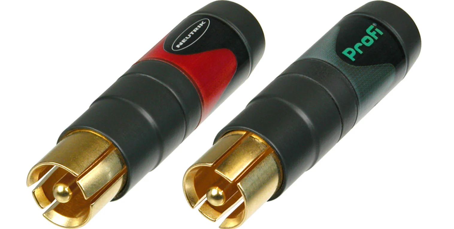 Φωτογραφία προϊόντος: Neutrik NF2C-B/2 - Αρσενικά μεταλλικά βύσματα RCA επίχρυσων επαφών για καλώδιο