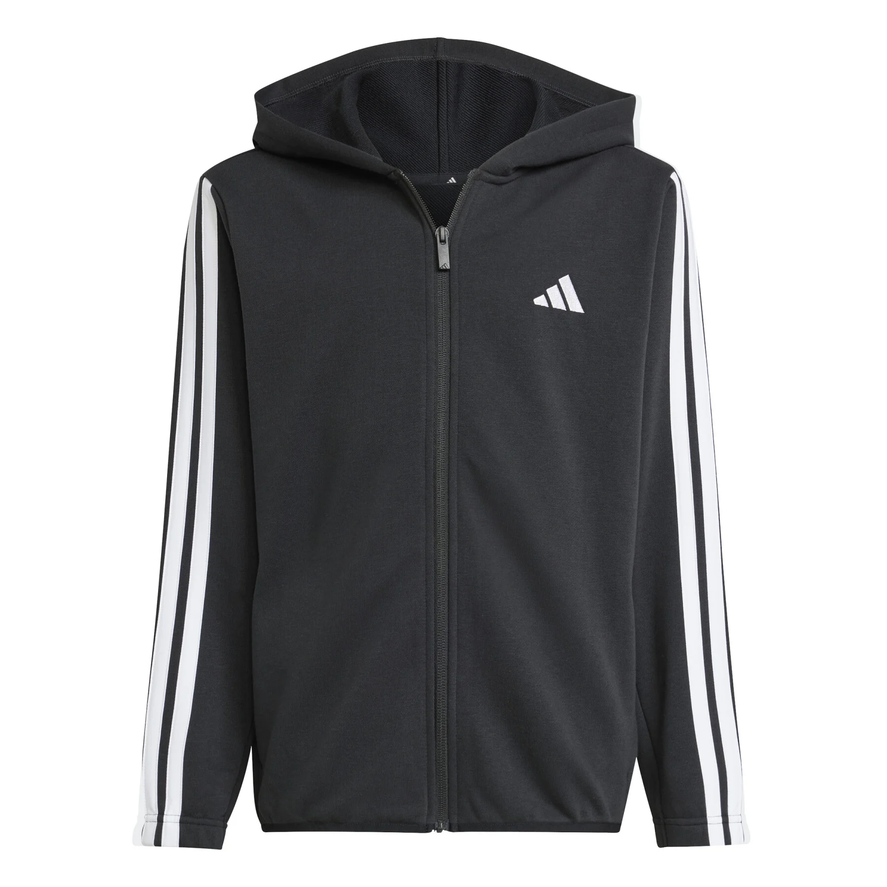 Φωτογραφία προϊόντος: adidas Αθλητική Ζακέτα Φούτερ με Κουκούλα Μαύρη Essentials 3-Stripes ΜΑΥΡΟ