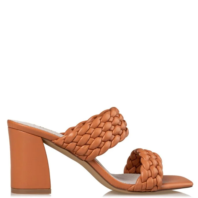 Φωτογραφία προϊόντος: ENVIE SHOES Envie Γυναικεία Πέδιλα με Χοντρό Ψηλό Τακούνι σε Κάμελ Χρώμα V42-15186