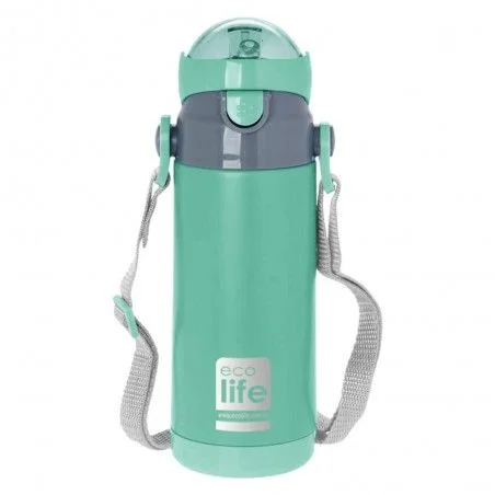 Φωτογραφία προϊόντος: Ecolife Kids Thermos Mint Ανοξείδωτο Παγούρι Θερμός με Καλαμάκι 400ml