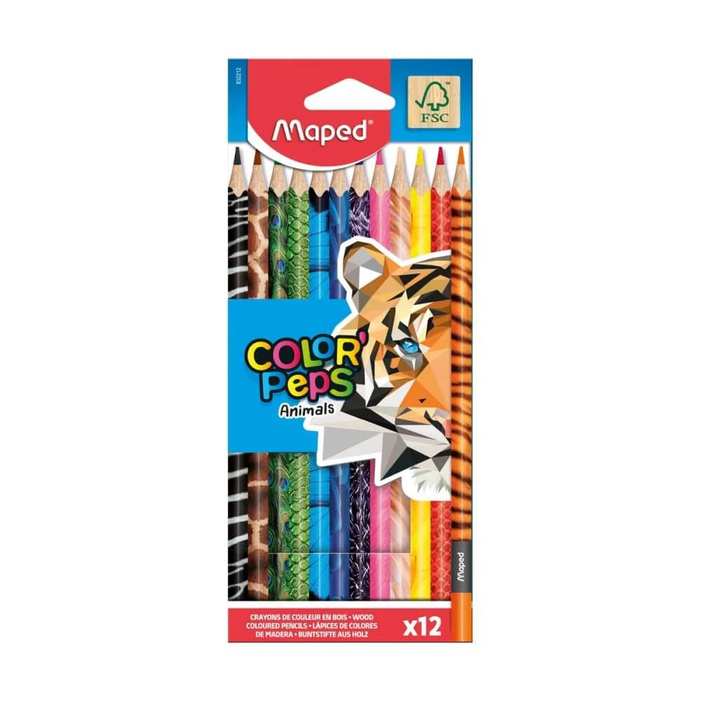 Φωτογραφία προϊόντος: Maped Ξυλομπογιές Color'Peps Άγρια Ζώα 12τμχ 832212FC