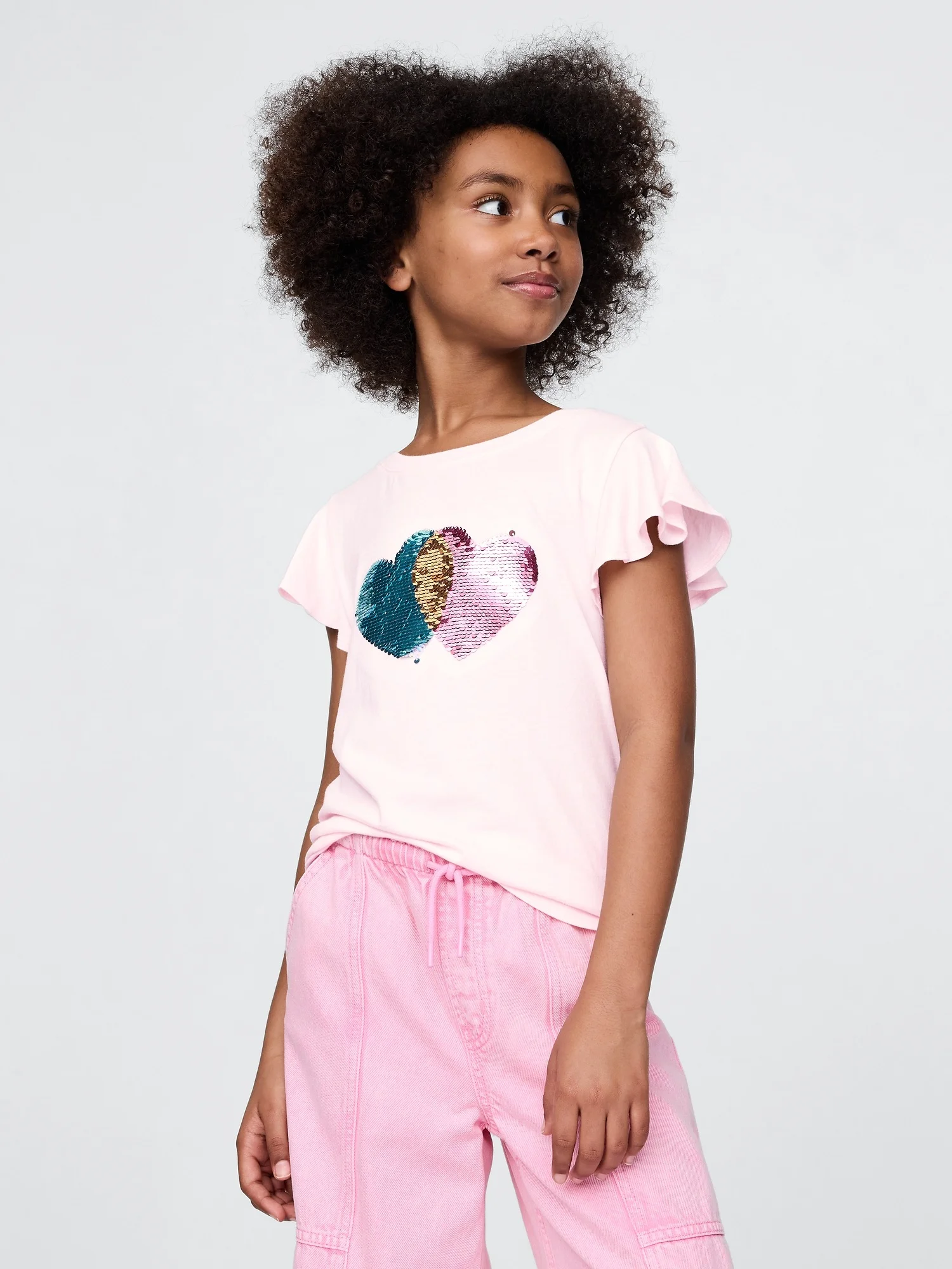 Φωτογραφία προϊόντος: GAP Ροζ Παιδική Flippy-Sequin Flutter Sleeve Graphic Μπλούζα CHERRY BLOSSOM