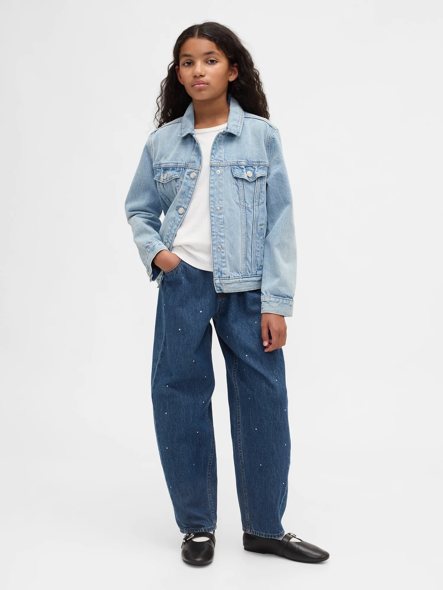 Φωτογραφία προϊόντος: GAP Παιδικό High Rise Rhinestone Easy Barrel Jean Παντελόνι Dark wash