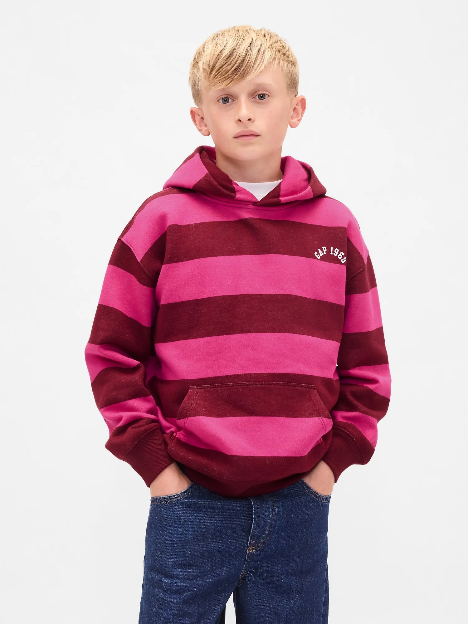 Φωτογραφία προϊόντος: GAP Παιδικό Rugby Stripe Logo Φούτερ bright fuchsia