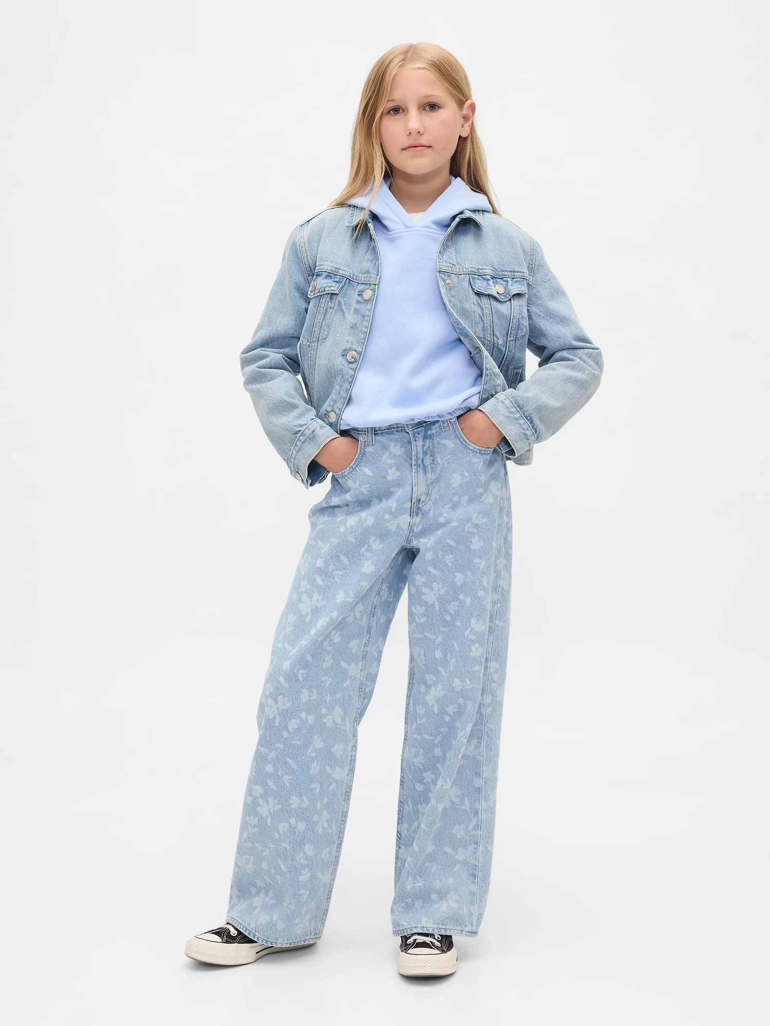Φωτογραφία προϊόντος: GAP Παιδικό Low Rise Stride Wide-Leg Τζιν Παντελόνι Floral medium wash