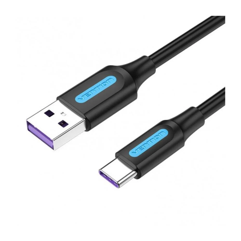 Φωτογραφία προϊόντος: VENTION USB 2.0 A Male to Type-C Male 5A Cable 1M Black PVC Type (CORBF) (VENCORBF)