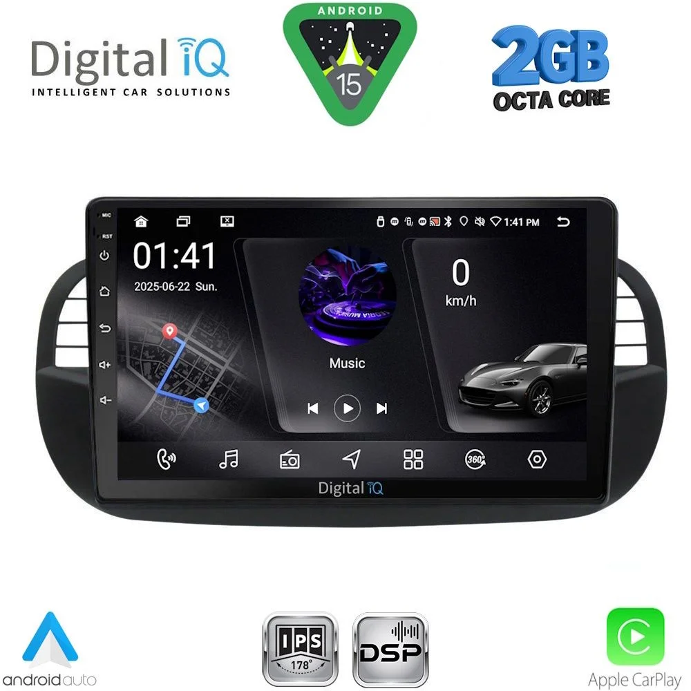Φωτογραφία προϊόντος: DIGITAL IQ RSF 4130BL_CPA (9inc) MULTIMEDIA TABLET for FIAT 500 mod. 2007-2015 (BLACK)