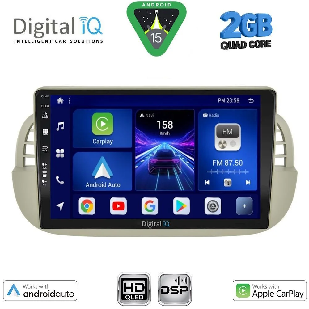 Φωτογραφία προϊόντος: DIGITAL IQ BXC 3130BG_CPAA (9inc) MULTIMEDIA TABLET for FIAT 500 mod. 2007-2015 (BEIGE)