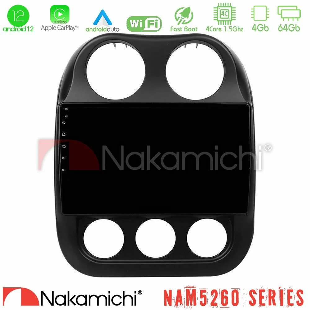 Φωτογραφία προϊόντος: Nakamichi NAM5260 Series 4Core Android12 4+64GB Jeep Compass 2012-2016 Navigation Multimedia Tablet 10 Με Carplay & Android Auto