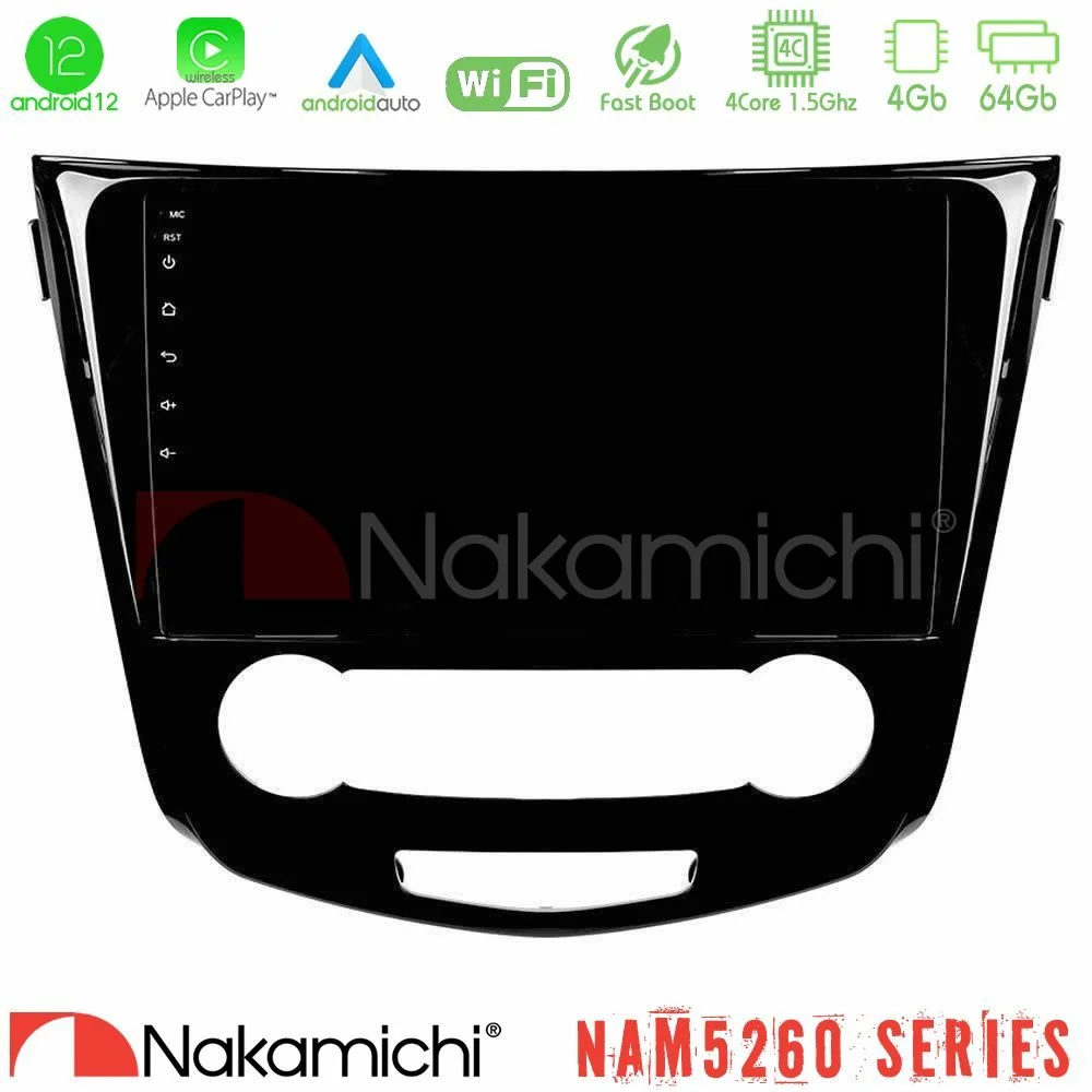 Φωτογραφία προϊόντος: Nakamichi NAM5260 Series 4Core Android12 4+64GB Nissan Qashqai J11 (Manual A/C) Navigation Multimedia Tablet 10 Με Carplay & Android Auto