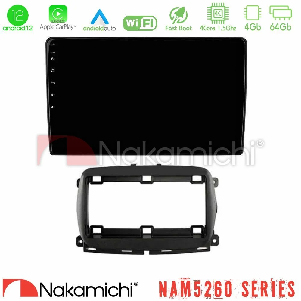 Φωτογραφία προϊόντος: Nakamichi NAM5260 Series 4Core Android12 4+64GB Fiat 500 2016> Navigation Multimedia Tablet 9 Με Carplay & Android Auto