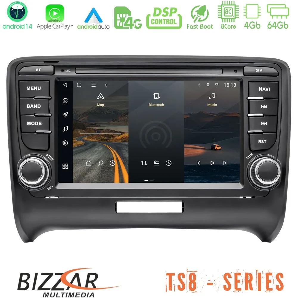 Φωτογραφία προϊόντος: Bizzar Audi TT 2006-2013 8Core Android14 4+64GB Navigation Multimedia Tablet 7 Με Carplay & Android Auto (OEM Style)