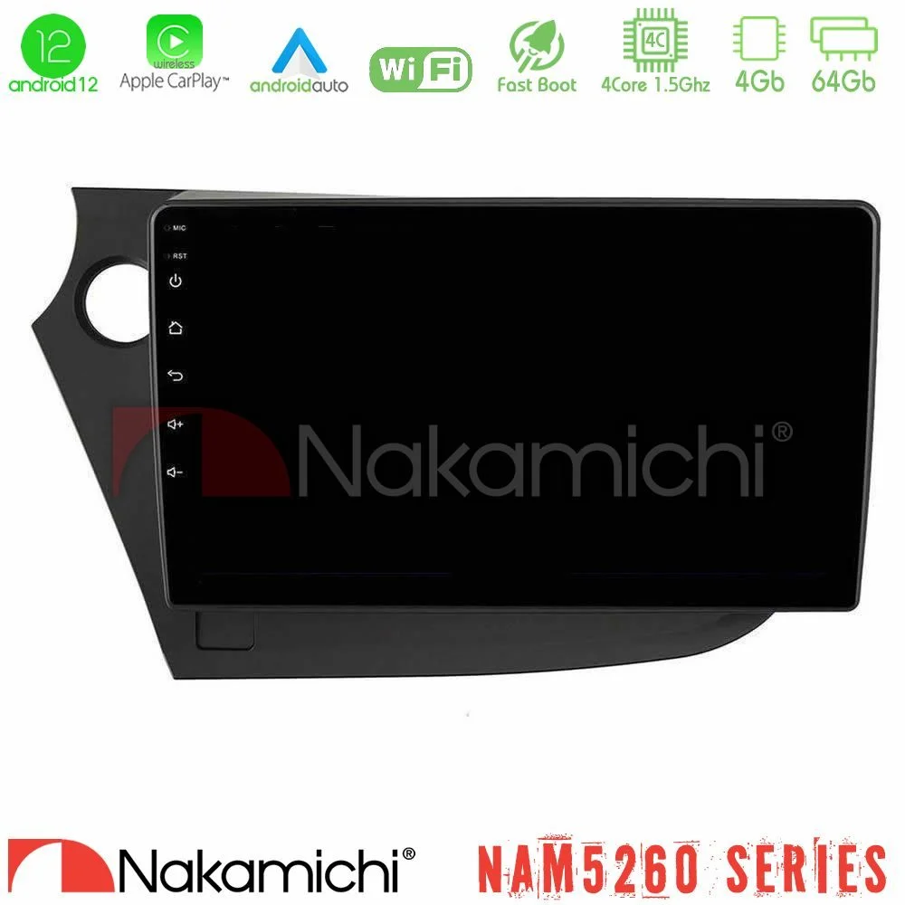 Φωτογραφία προϊόντος: Nakamichi NAM5260 Series 4Core Android12 4+64GB Honda Insight 2009-2015 Navigation Multimedia Tablet 9 Με Carplay & Android Auto