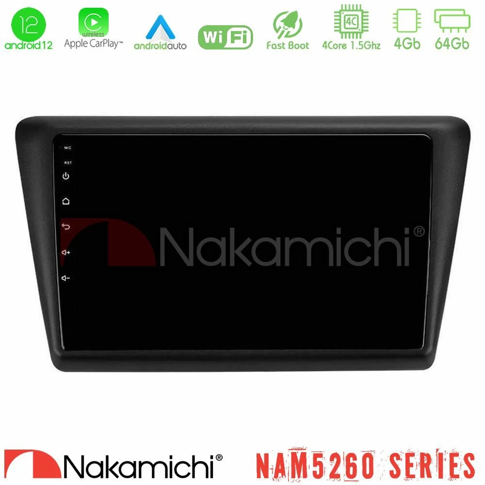 Φωτογραφία προϊόντος: Nakamichi NAM5260 Series 4Core Android12 4+64GB Skoda Rapid 2013-2017 Navigation Multimedia Tablet 9 Με Carplay & Android Auto