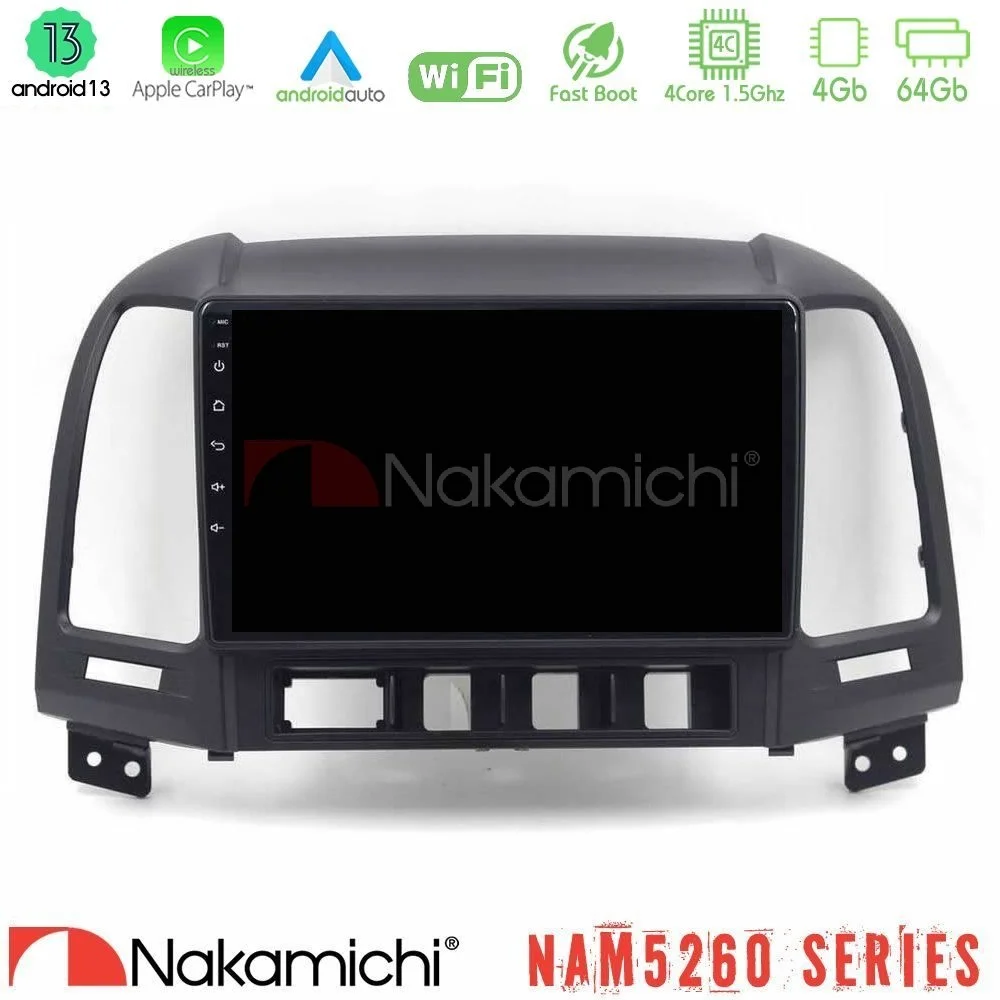 Φωτογραφία προϊόντος: Nakamichi NAM5260 Series 4Core Android13 4+64GB Hyundai Santa Fe 2006-2013 Navigation Multimedia Tablet 9 Με Carplay & Android Auto